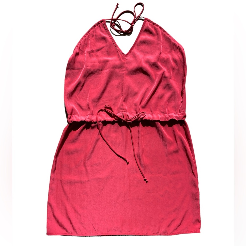 Pink Halter Dress - Cinched Drawstring Waist Short Size Small